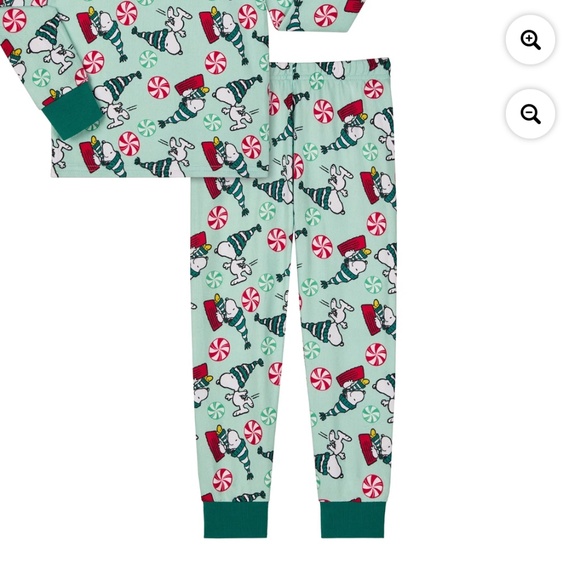 Peanuts Snoopy Unisex Childrens Green 2 PC Pajama Set Size 8 NWT - Picture 5 of 7